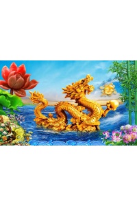 tranh gạch 3d rồng bay trên biển