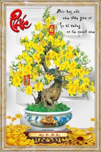 Tranh gạch 3D cây mai vàng chữ phúc 10