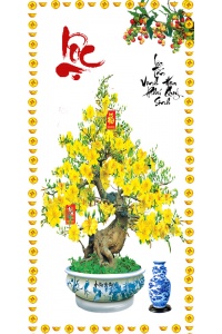 Tranh gạch 3D cây mai vàng chữ lộc 13