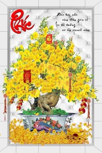Tranh gạch 3D cây mai vàng 18