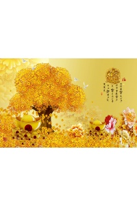 Tranh gạch 3D cây kim tiền 04
