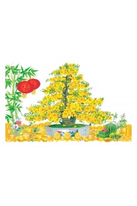 Tranh gạch 3D cây mai vàng 06