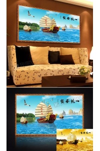 Tranh gạch 3D thuận buồm xuôi gió 33 - tranh gạch 3d phòng khách