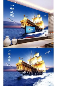 Tranh gạch 3D thuận buồm xuôi gió 34 - tranh gạch 3D phòng khách