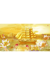 Tranh gạch 3D thuận buồm 07 - tranh 3D phòng khách