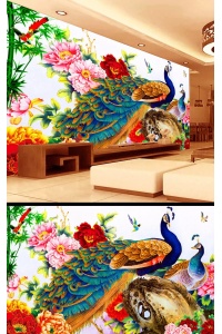 Tranh gạch 3D con công cc174
