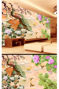 Tranh gạch 3D con công cc223