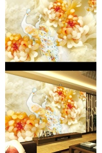 Tranh gạch 3D con công cc265
