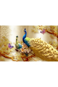 Tranh gạch 3D con công ngang cc40