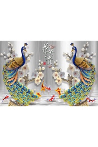 Tranh gạch 3D con công ngang cc41