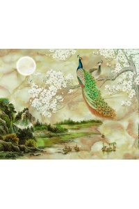 Tranh gạch 3D con công ngang cc53