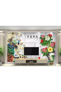 Tranh gạch 3D con công ngang cc77