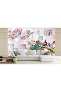 Tranh gạch 3D con công ngang cc92