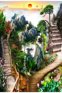 tranh gạch 3d thác nước đứng 113
