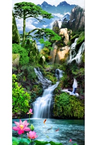 tranh gạch 3d thác nước đứng 129
