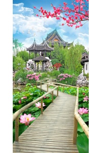 tranh gạch 3d thác nước đứng 140
