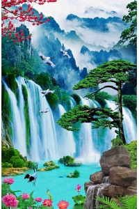 tranh gạch 3d thác nước đứng 152