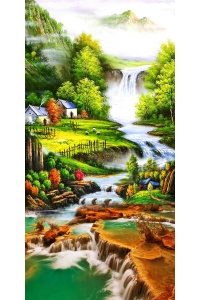 tranh gạch 3d thác nước đứng 195