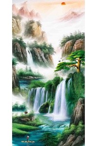 tranh gạch 3d thác nước đứng 31