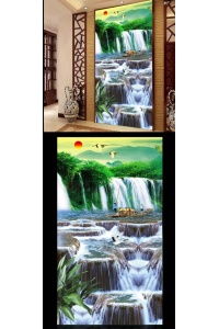 tranh gạch 3d thác nước đứng 32