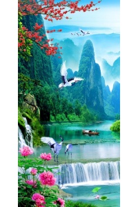 tranh gạch 3d thác nước đứng 05