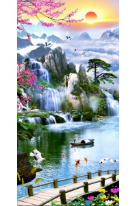tranh gạch 3d thác nước đứng 57